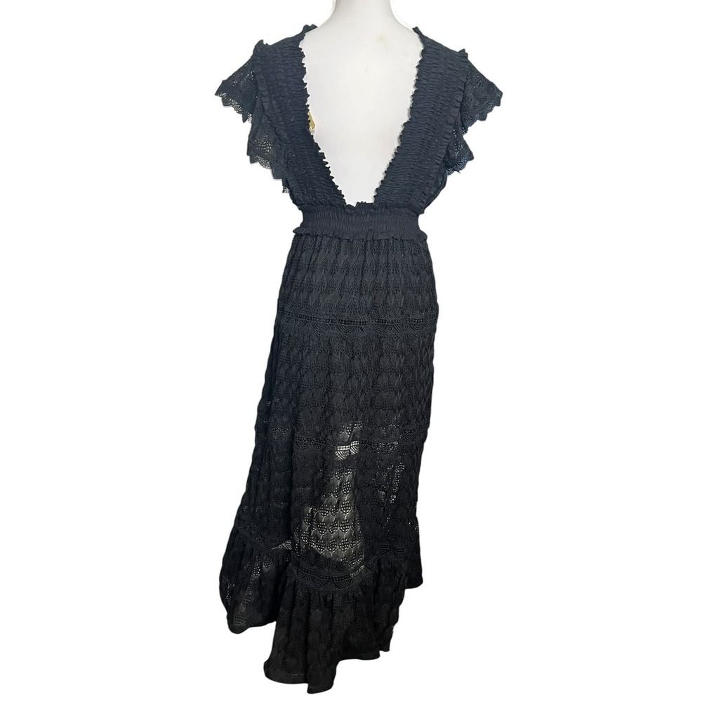 Waimari Florence Crochet Lace Maxi Dress Womens XS Black V Neck Resort Boho Chic - Picture 5 of 9